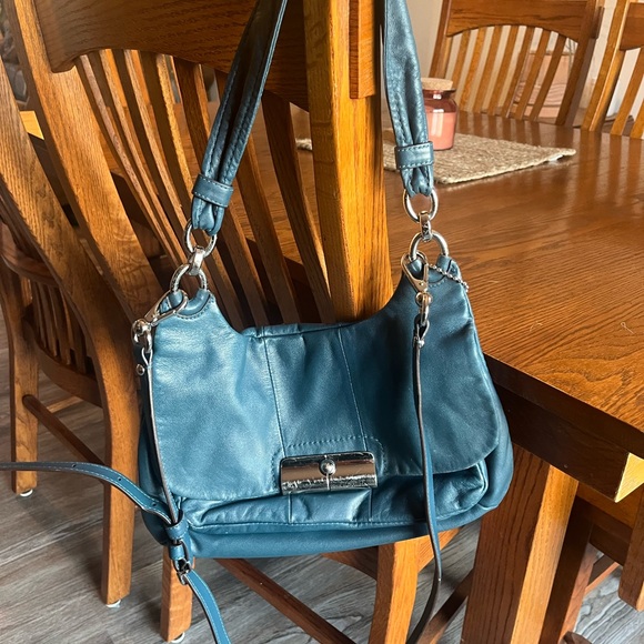 Coach Handbags - Coach Crossbody Med. Blue Leather Bag. Good condition. Message any questions